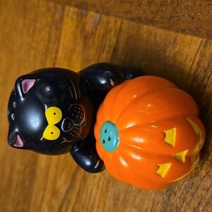 Cat And Pumpkin Salt And Pepper Shakers